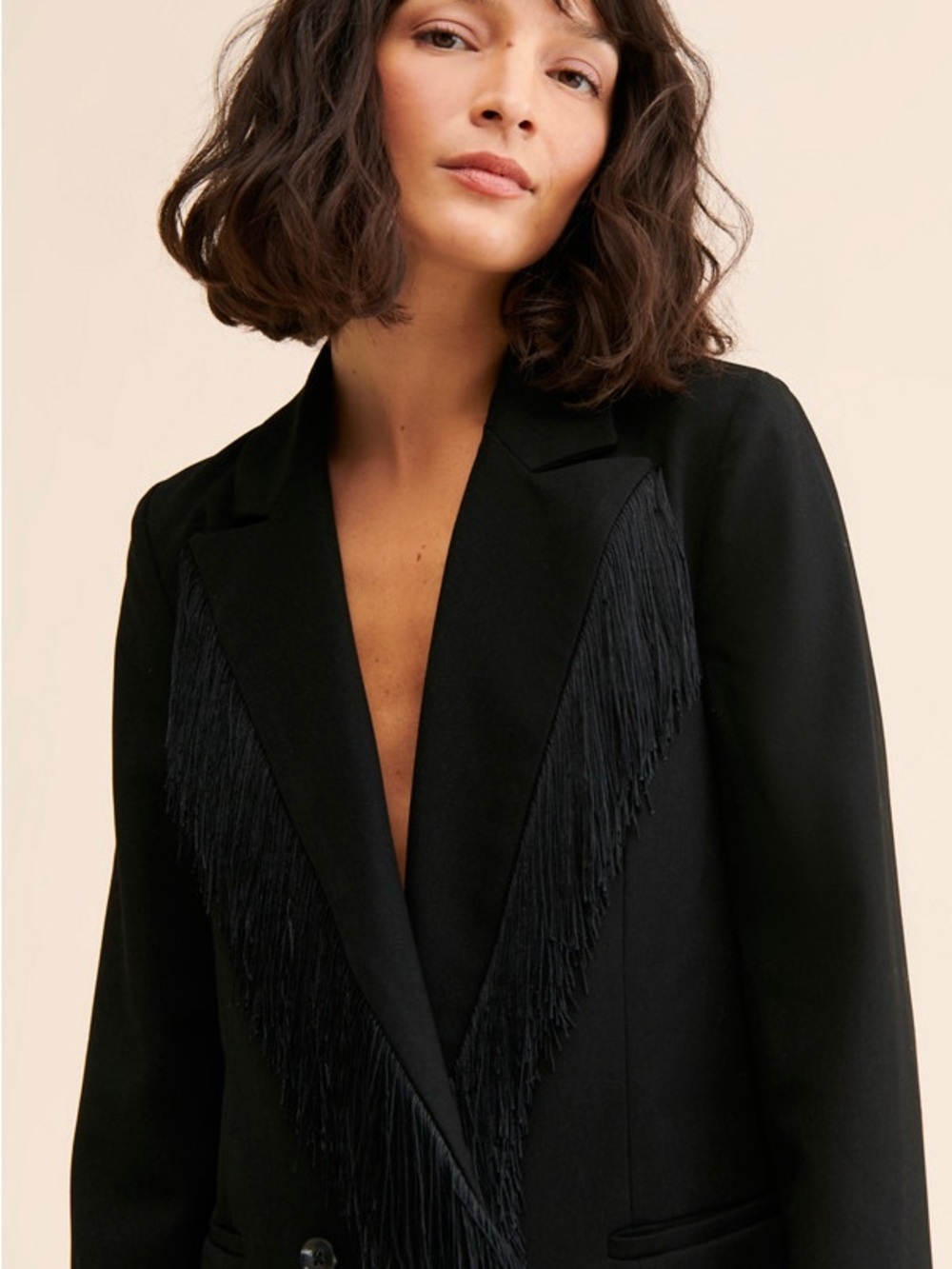 Hutch • Double breasted fringe blazer